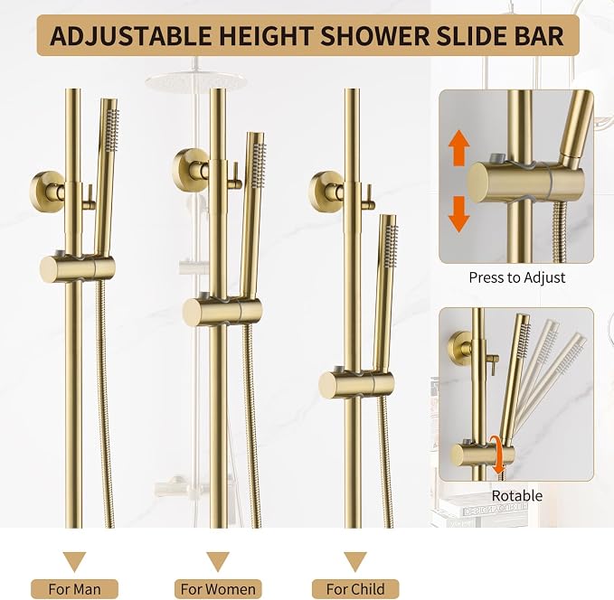 Exposed Shower System with Rain Shower and Handheld Sprayer, Outdoor Shower - Image 4