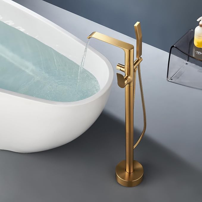 Floor Mount Tub Faucet Gold: Freestanding Bathtub Faucet - Image 7