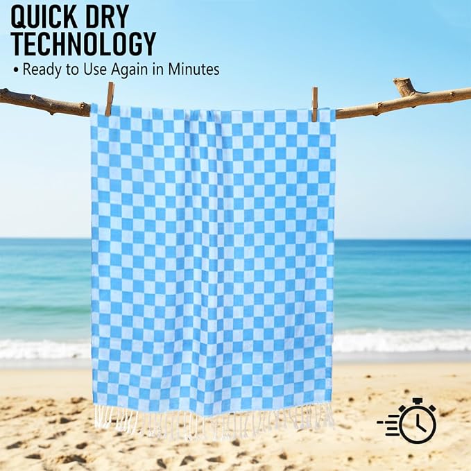 6 Pack Cotton Turkish Beach Towel Lightweight Thin Travel Vacation Essentials - Image 6