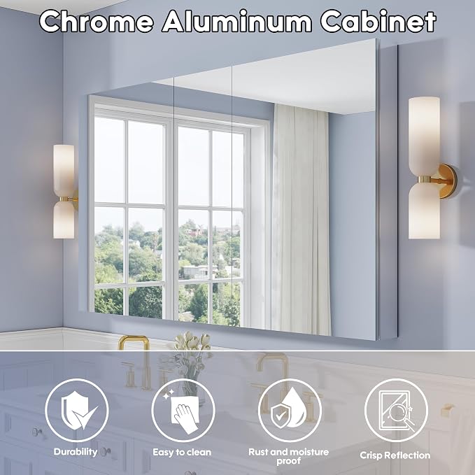 WELLFOR 60" x 36" Bathroom Medicine Cabinet - Image 3