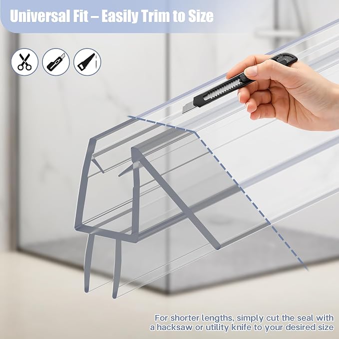 2-Pack Shower Door Bottom Seal, Ultra Clear Shower Door Seal Dtrip, Stop Shower - Image 5