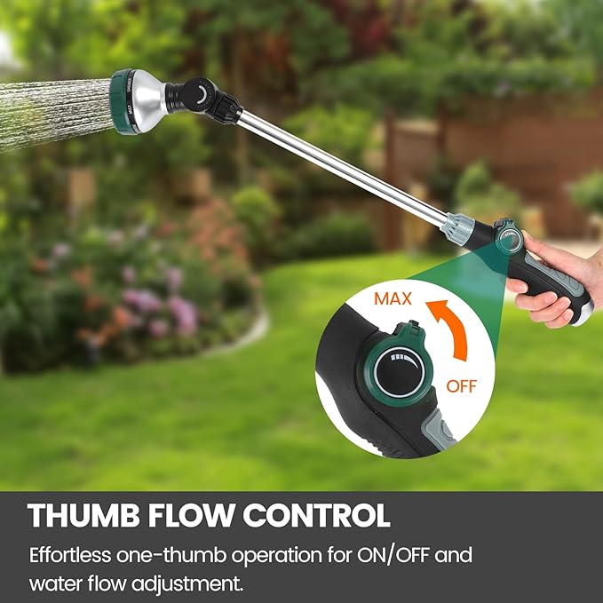 Watering Wand for Garden Hose, 24 Inch, 8 Spray Patterns, Garden Hose Nozzle - Image 3