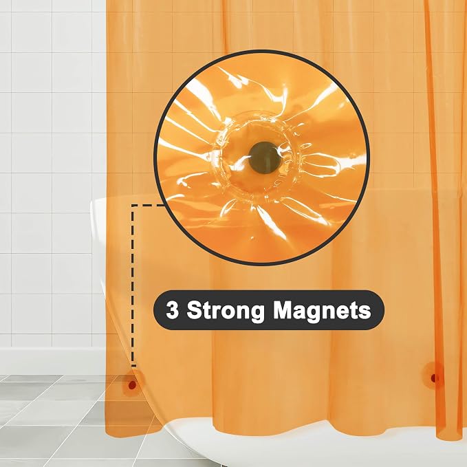 Barossa Design Clear Orange Long Shower Curtain Liner 78" Height - Image 3