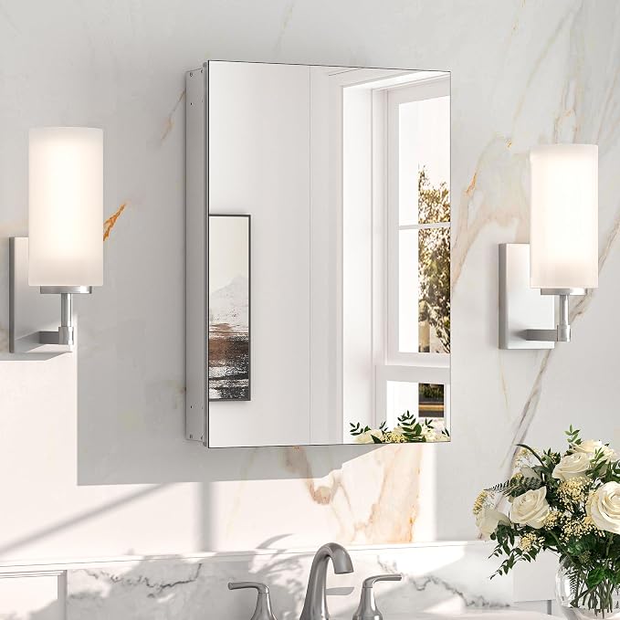 Keonjinn 16.14 x 24.01 Inch Medicine Cabinet, Bathroom Medicine Cabinet by Keonjinn