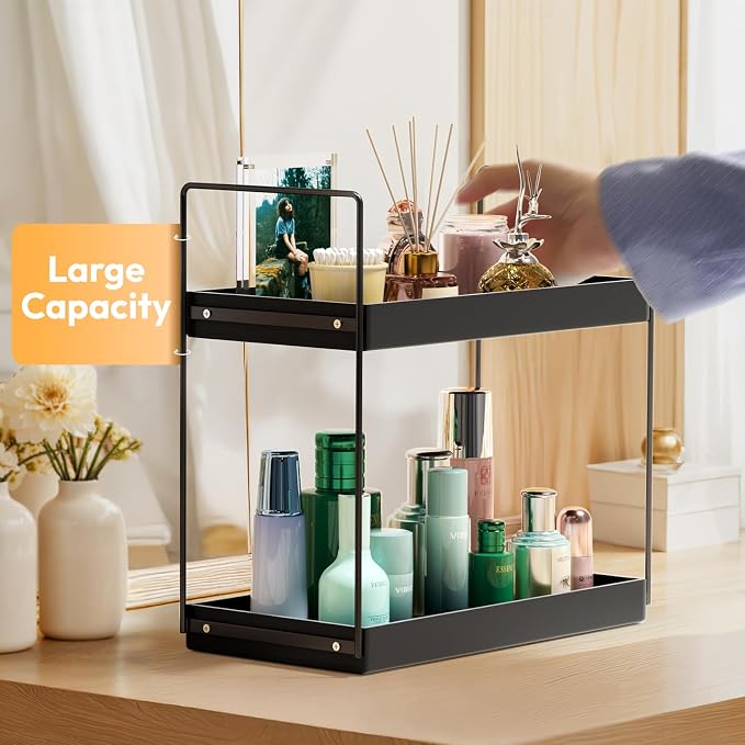 NPPLUS Bathroom Countertop Organizer, 2 Tier Metal Vanity Counter Skincare Shelf - Image 5