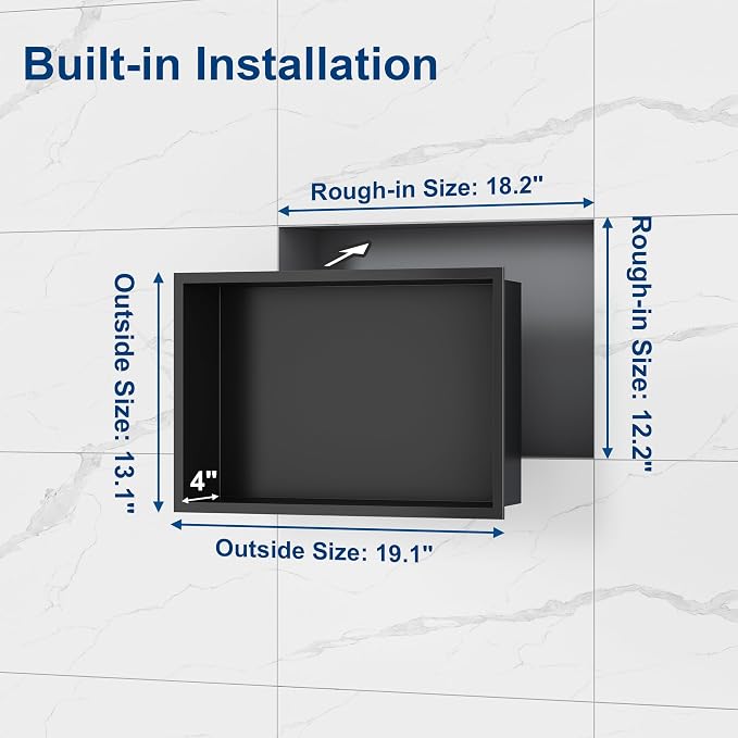 Neodrain Shower Niche, Insert Storage Shower Shelf, Stainless Steel Wall Niche - Image 3