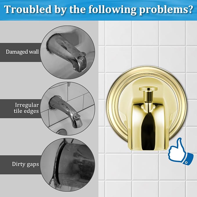 Enhon Metal Tub Spout Cover Ring, Bathroom Faucet Remodeling Wall Plate - Image 3