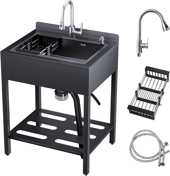 25.6inch Stainless Steel Freestanding Utility Sink by Unknown