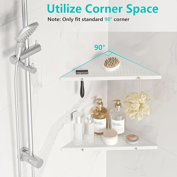 10" Bathroom Corner Shelf, 2 Pack Recessed Shower Shelf Caddy, SUS304 Stainless - Image 3