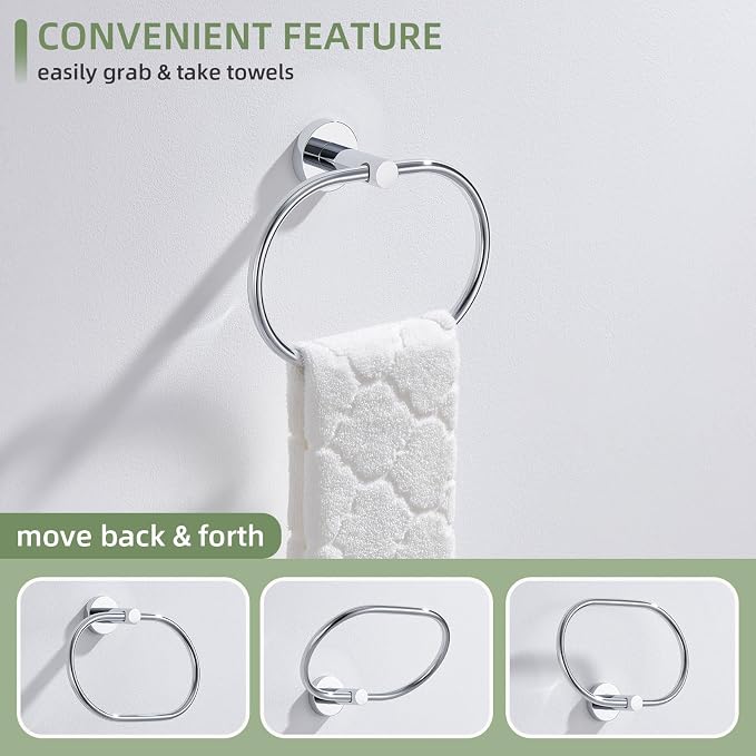 Angle Simple Towel Ring, Stainless Steel Swivel Hand Towel Holder Rack Hanger - Image 4