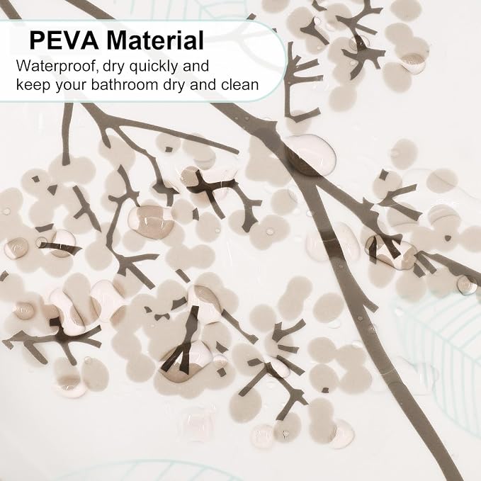 PEVA Shower Curtain, 72 x 72 Water Repellent Premium Bathroom Shower Curtain - Image 4