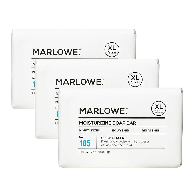 MARLOWE. No. 105 Bar Soap for Men 7 oz Moisturizing Body Soap, Nourishing & by MARLOWE