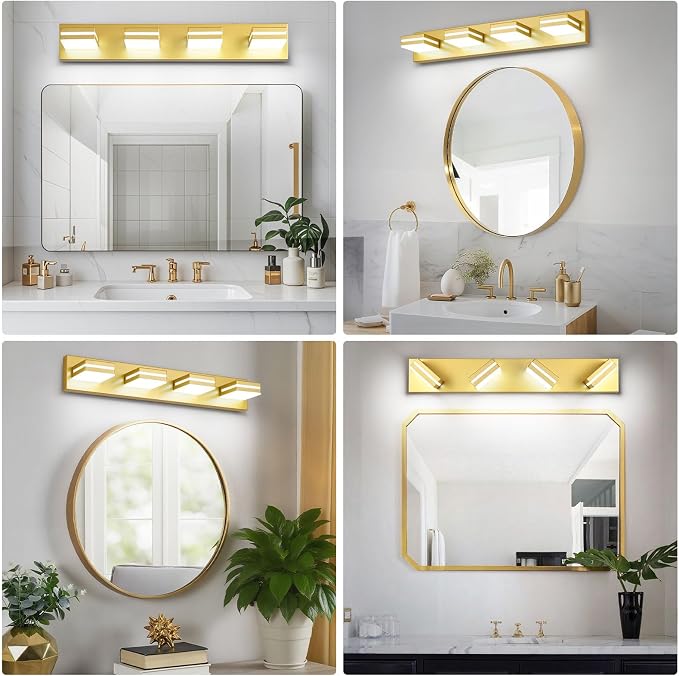 Modern LED Bathroom Lights Fixtures, Metal Gold Acrylic Wall Lighting, Vanity - Image 7