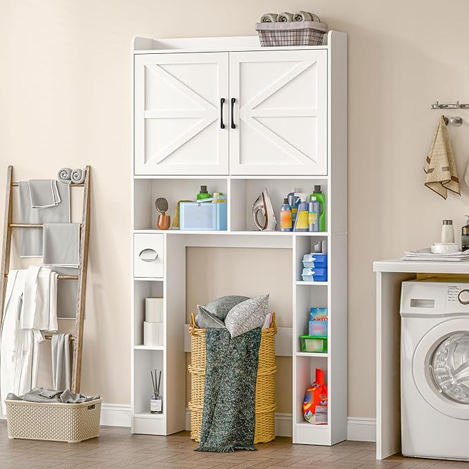 Over The Toilet Storage Cabinet, Farmhouse Toilet Cabinet Rack - Image 6