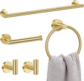 Lairuier 5 Pieces Brushed Gold Bathroom Accessories Set, 23.6 Inch Bath Towel by LairuierBathroomHardwareSet