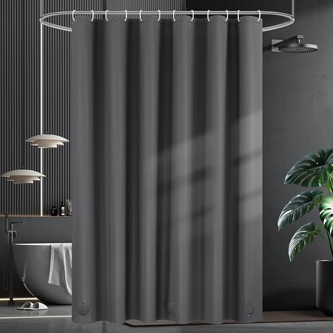 UFRIDAY Dark Grey Short Shower Curtain Liner Premium PEVA 72 x66 inch, Heavy - Image 7