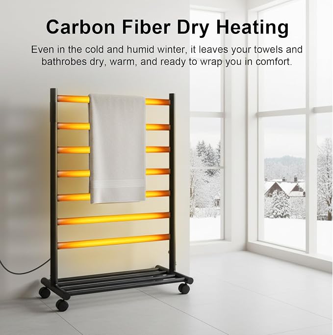 GROWNEER Upgraded Heated Towel Rack, 7 Bars Towel Warmer Rack, Wall Mounted & - Image 4
