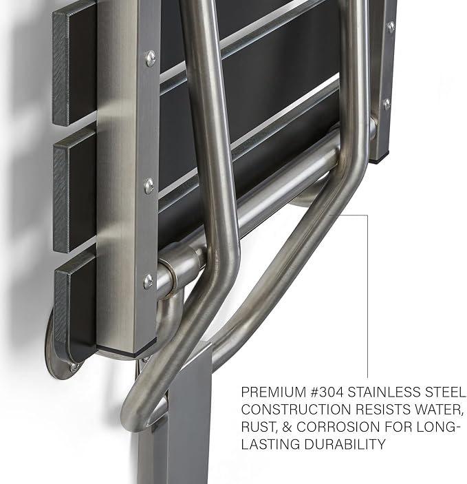 24-inch x 15-inch ADA Folding Wall Mount Bathroom Shower Seat Bench - Image 8