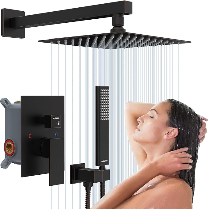 EMBATHER Oil Rubbed Bronze Shower System -10 Inches Shower Faucet Set by EMBATHER