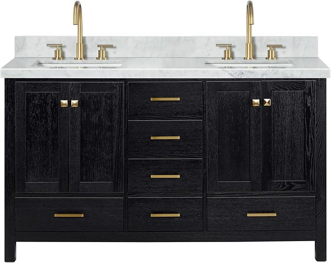 ARIEL Cambridge 61 Inch Double Rectangular Sink Bathroom Vanity - Image 11
