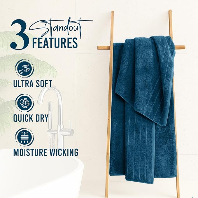 DAN River Extra Large Bath Towels Set of 4, 30 x 60 Inches - Image 2