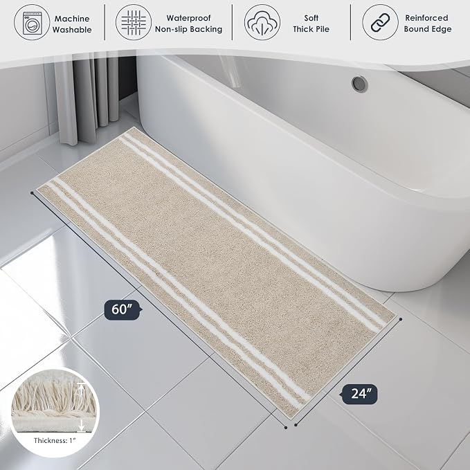 PURRUGS Bathroom Rug Non-Slip Machine Washable 24" x 60", Super Absorbent and - Image 7