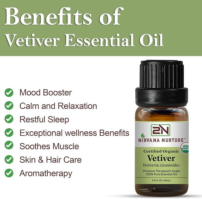 Vetiver Essential Oil USDA Certified Organic, 100% Pure Natural Premium Grade - Image 3