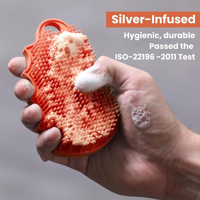 Silicone Body Scrubber Silver-Infused Dual-Sided 3-in-1 - Image 5