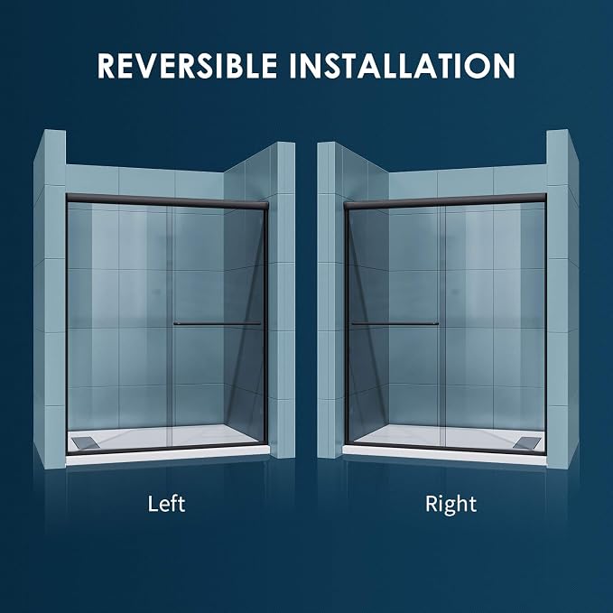 SUNNY SHOWER 54 x 72 Bypass Sliding Shower Door 1/4 Clear Glass Semi-Frameless - Image 2