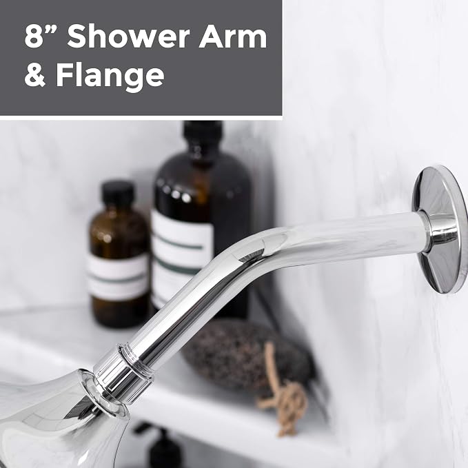 VETTA 8 Inch Shower Arm and Flange, Stainless Steel Construction, Shower Head - Image 2