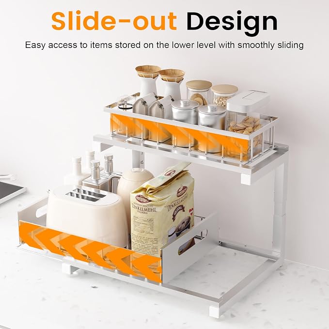 Under Sink Organizer Storage Heavy Duty Metal Slide Out Sink Shelf Organizer - Image 2