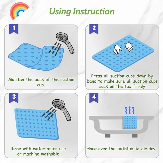 Baby & Toddler Bath Mat for Tub，Silicone Non Slip Bathtub Mat for Kids - Image 6