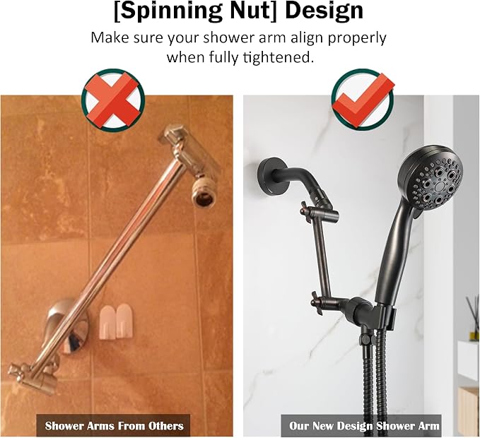 6 Inch Adjustable Shower Head Extension Arm, All-Metal Shower Arm Extender - Image 5