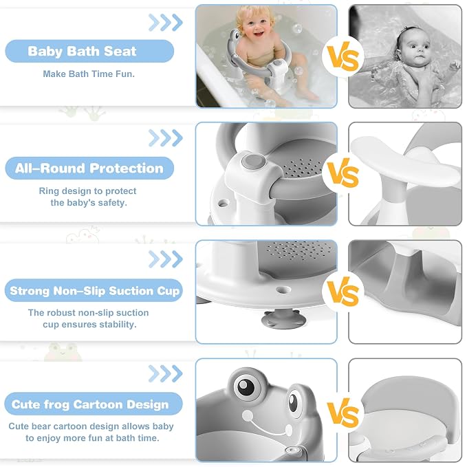 Baby Bath Seat for Babies 6 Months & up Non-Slip Toddler Bath Seats for Sitting - Image 3