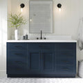 ARIEL Hepburn 66" Midnight Blue Bathroom Vanity, 1.5" Edge Carrara Quartz by Ariel