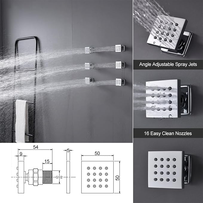 Polished Chrome 16X24 inch Ceiling Mounted Rain Shower Head System, Digital - Image 4