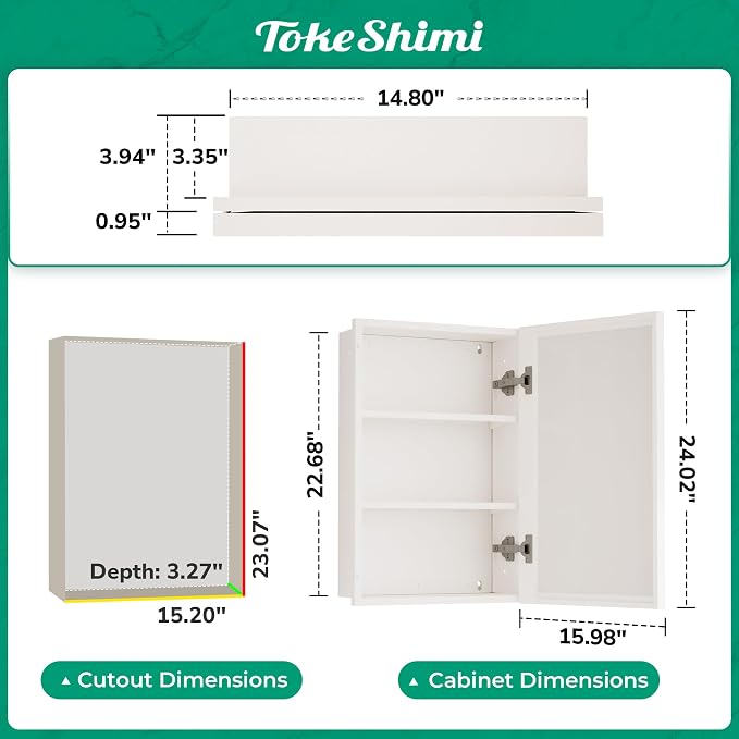 TokeShimi 16 x 24 Recessed Medicine Cabinet - Image 2