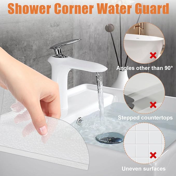 2 Pack Shower Corner Water Guard, Shower Splash Guard Acrylic Self-Adhesive - Image 3