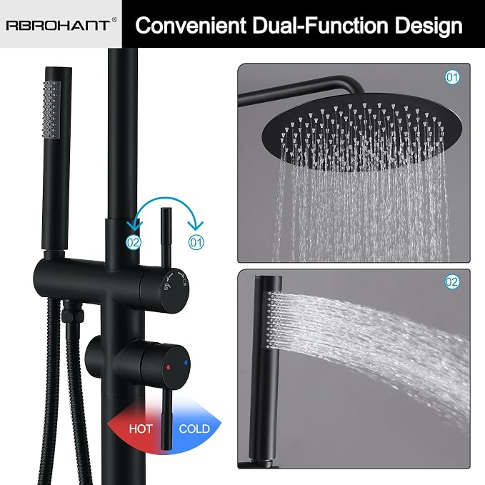 RBROHANT Freestanding Outdoor Shower Black, Height Adjustable Outside Showers - Image 4