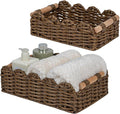 CubesLand PP Wicker Scalloped Edge Floating Shelves Baskets Set 2, Toilet Basket by CubesLand