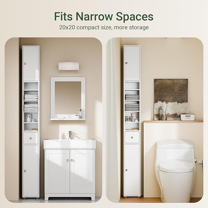 SoBuy Bathroom Narrow Storage Cabinet, Skinny Tall Unit - Image 5