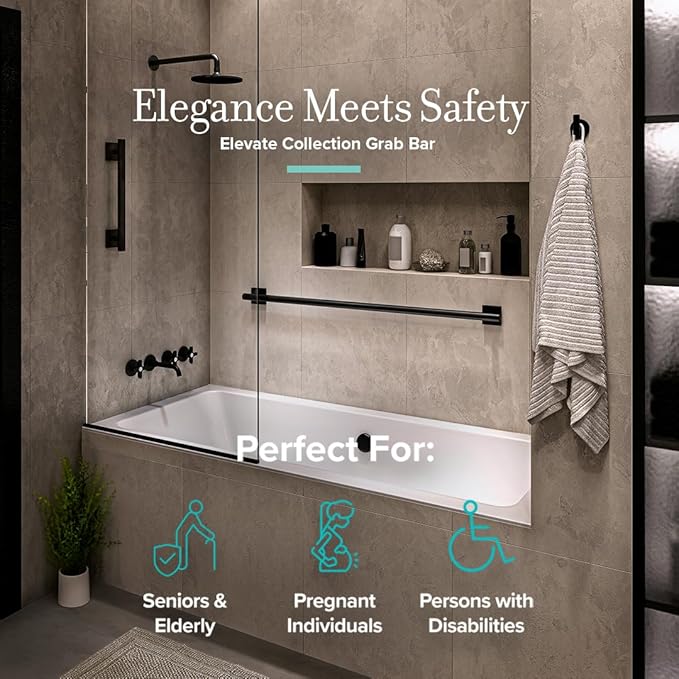 Gatco 942MX Elevate 18" L Grab Bar, Matte Black/ADA Compliant Stainless Steel - Image 6