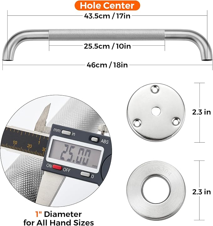 Grab Bars for Shower, 2 Pack 18-Inch Anti Slip Shower Handles for Elderly - Image 4