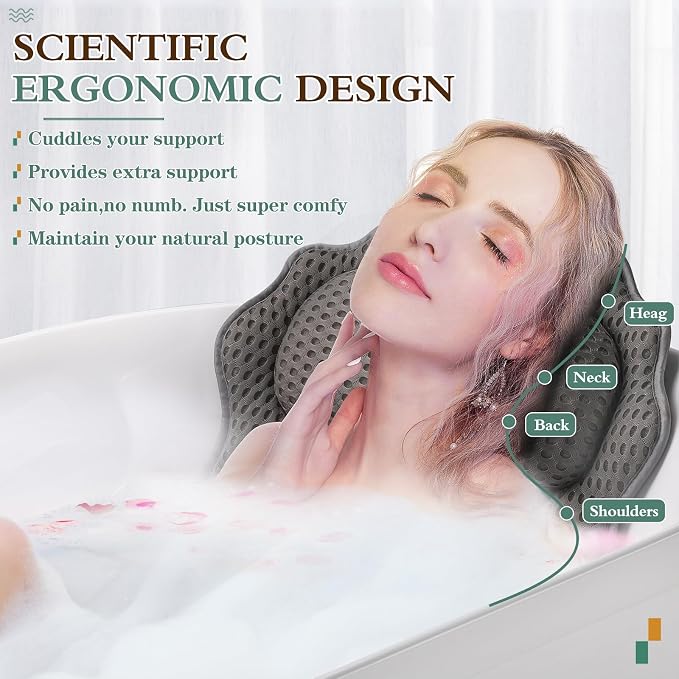 Bath Pillow RUVINCE Ergonomic Luxury Bathtub Pillow - Image 2