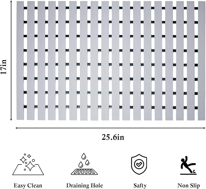 Extra Long Non Slip Shower Mat Without Suction Cups, Heavy Duty Rubber Bathtub - Image 2