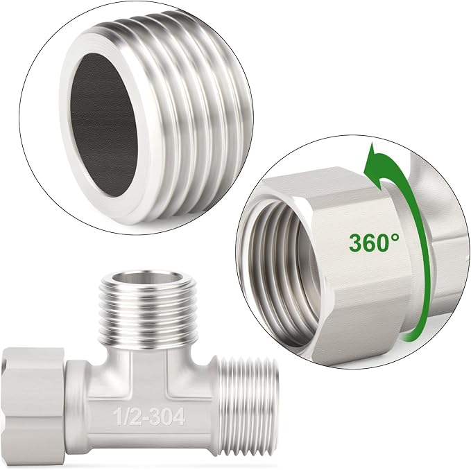 TAISHER 2PCS 304 Stainless Steel 3 Way Right Flexible Movable Tee Connector - Image 4