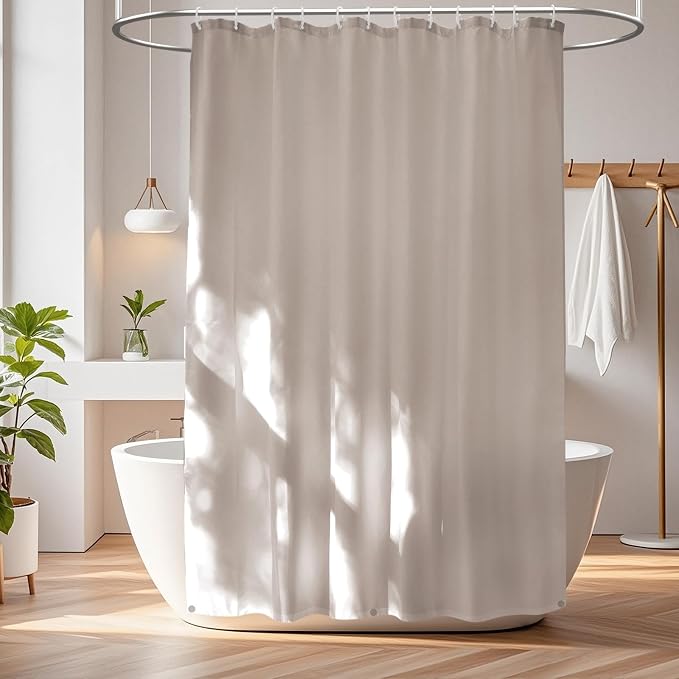 Waterproof Fabric Shower Curtain Liner Khaki by Seenus