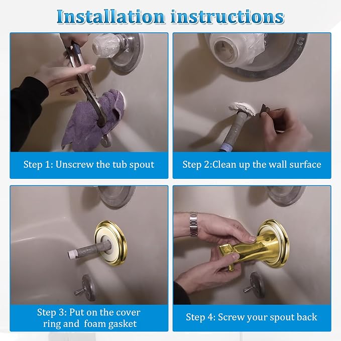 Enhon Metal Tub Spout Cover Ring, Bathroom Faucet Remodeling Wall Plate - Image 7