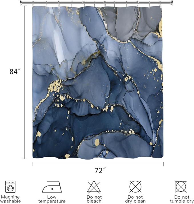 Extra Long Shower Curtain 72 x 84 Inch, Modern Luxury Art Decor Ink Texture - Image 6