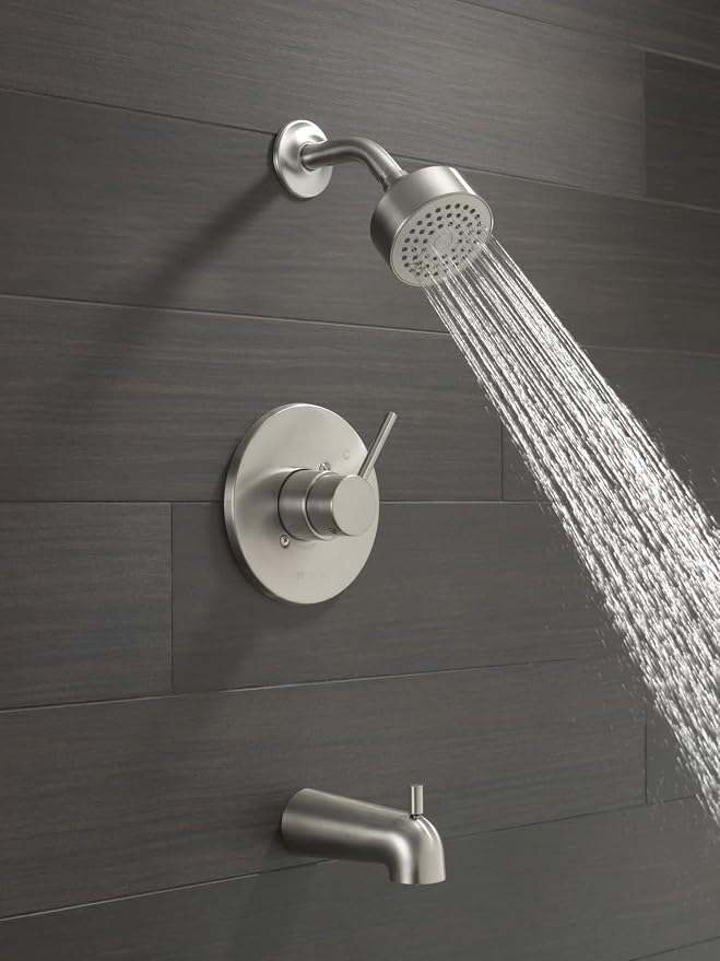 Delta Faucet Modern Brushed Nickel Tub and Shower Trim Kit, Shower Faucet - Image 2